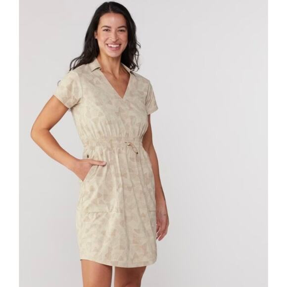 REI Co Op Trailmade Short Sleeve Cinch Waist Printer Pocket Front Dress Small - Picture 1 of 7